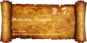Mudrony Tivadar névjegykártya